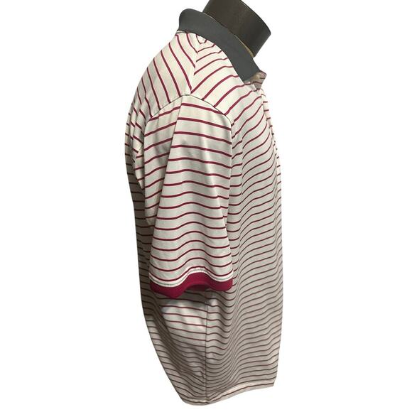 Nike DriFit Mens Large White/Red Striped Short Sleeve Polo - Picture 4 of 5